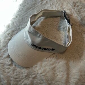NWT Life Is Good Classic White Adjustable Visor Summer Beach Vacation Sunny Sun